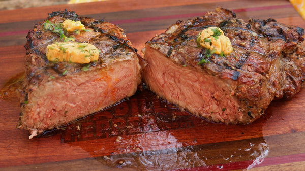 Smoked NY Strip Steak with Homemade Bourbon Butter - Armadillo Pepper
