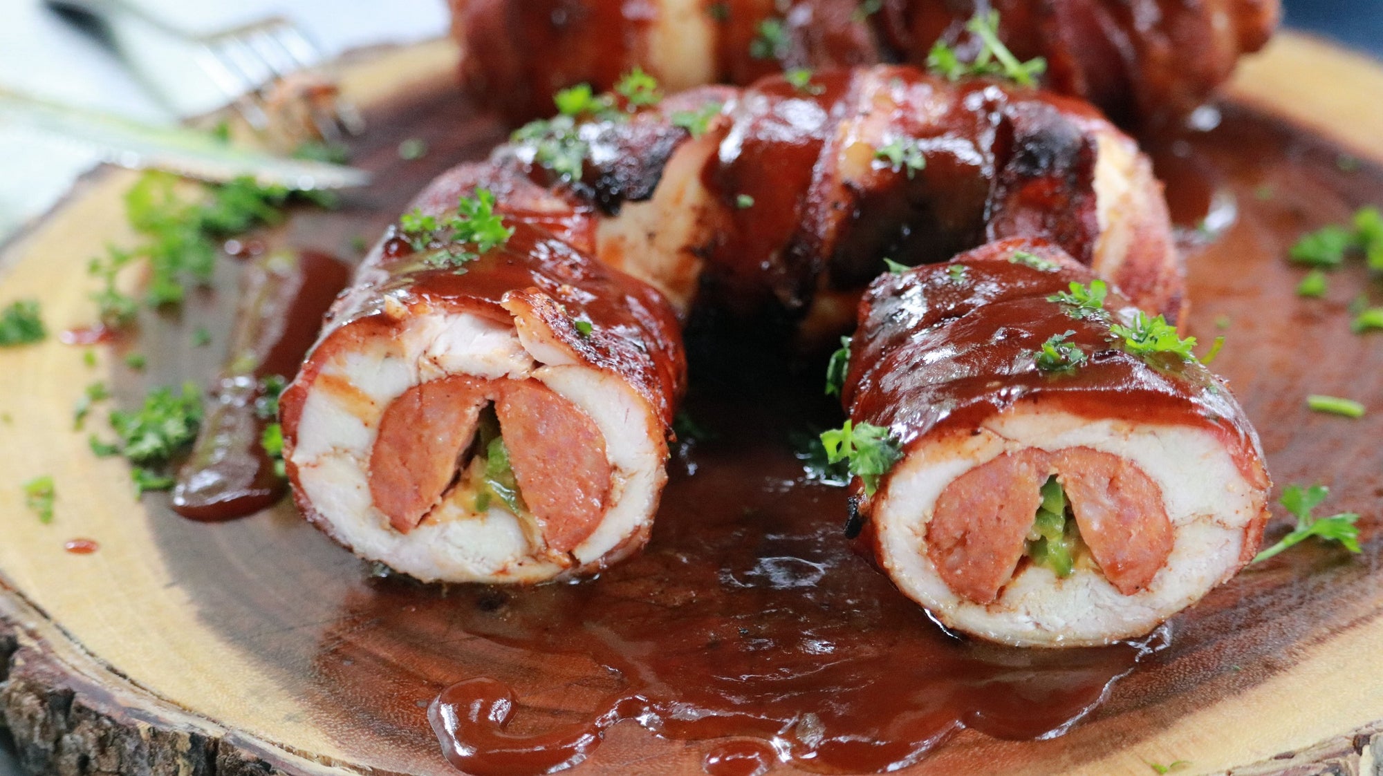 Bacon Wrapped Chicken Stuffed With Sausage