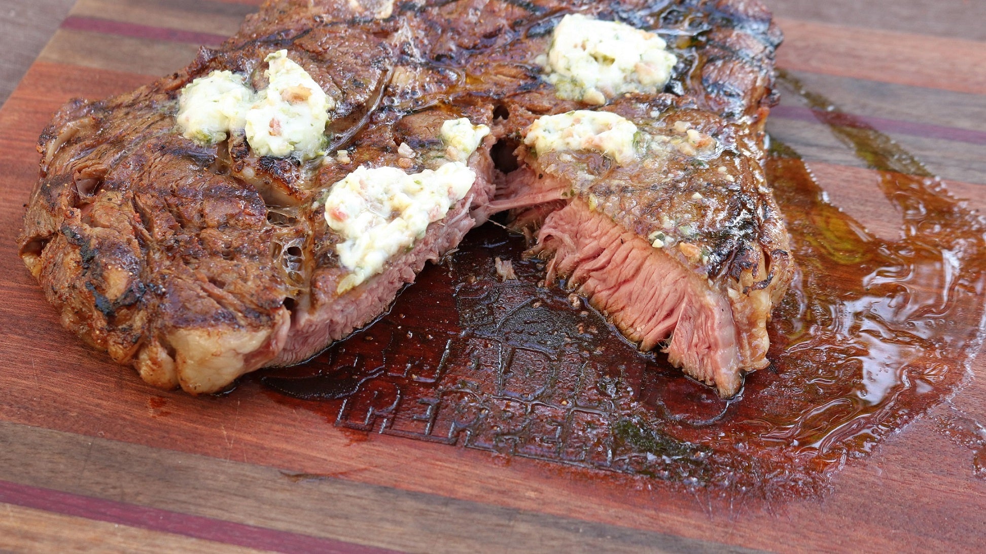 Sous Vide Ribeye Steak with Bacon Herb Compound Butter