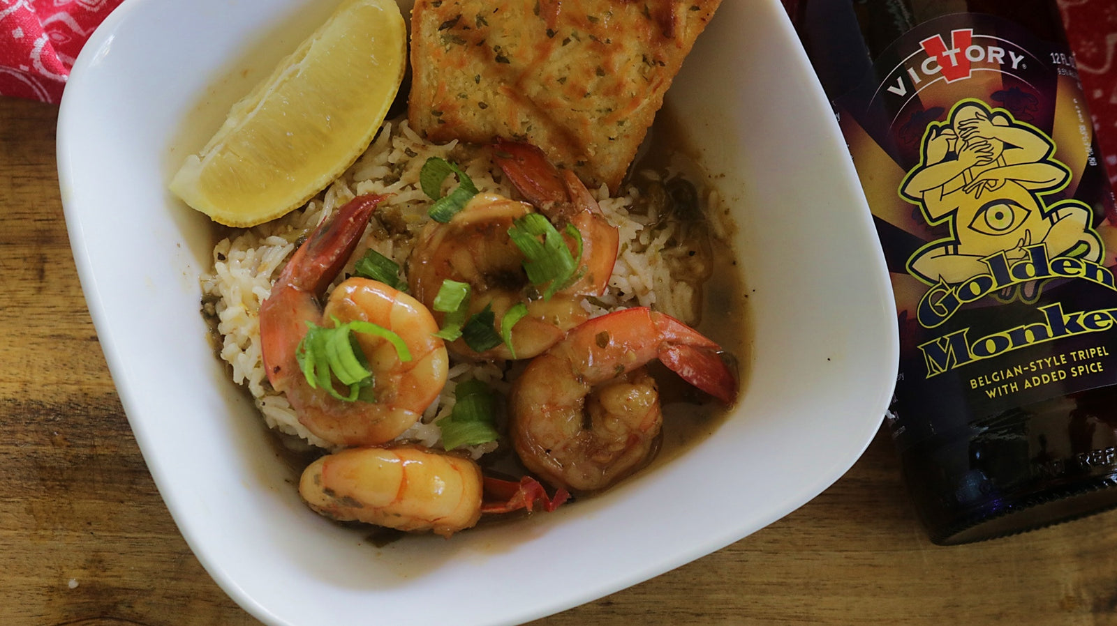 Golden Monkey & Cane Sryup Glazed Shrimp with Slap Ya' Mama Cajun Seasoning 