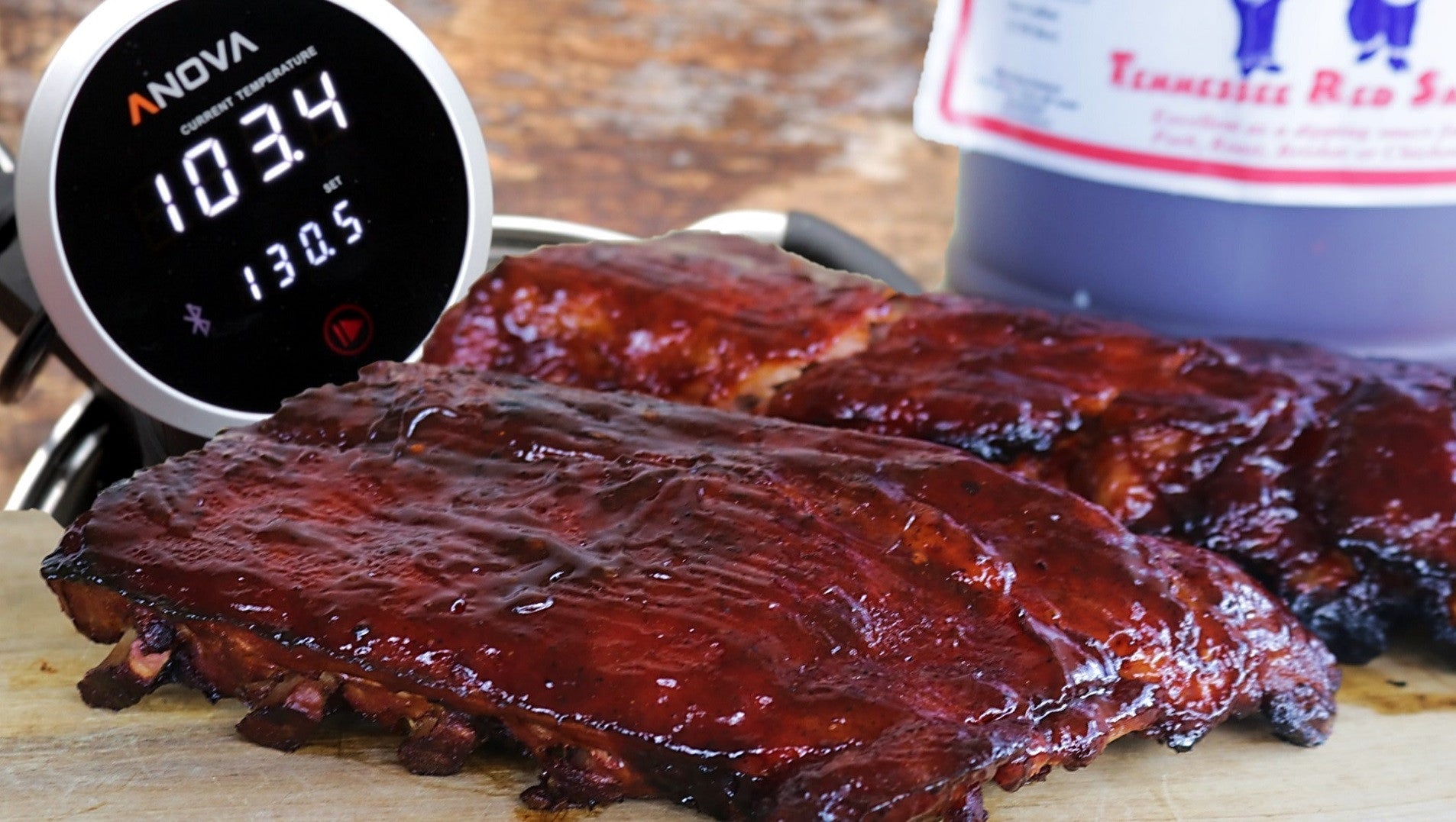 Sous Vide Baby Back Ribs with Blues Hog Tennessee Red BBQ Sauce